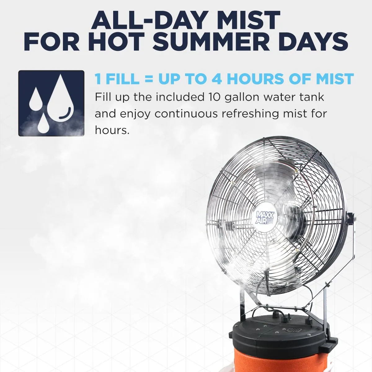 18 In. 3-Speed Misting Fan with 10 Gal. Tank