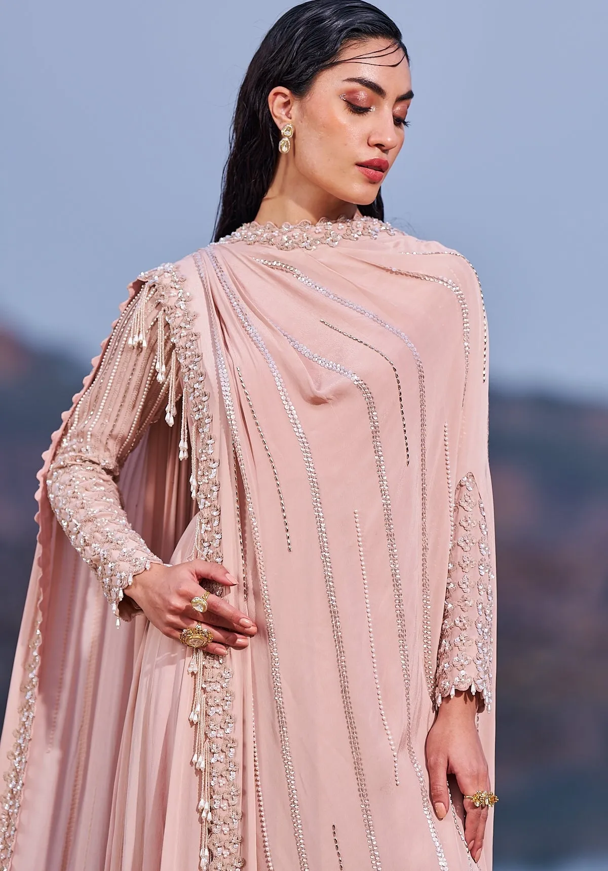 Blush Pink Full Sleeved Anarkali