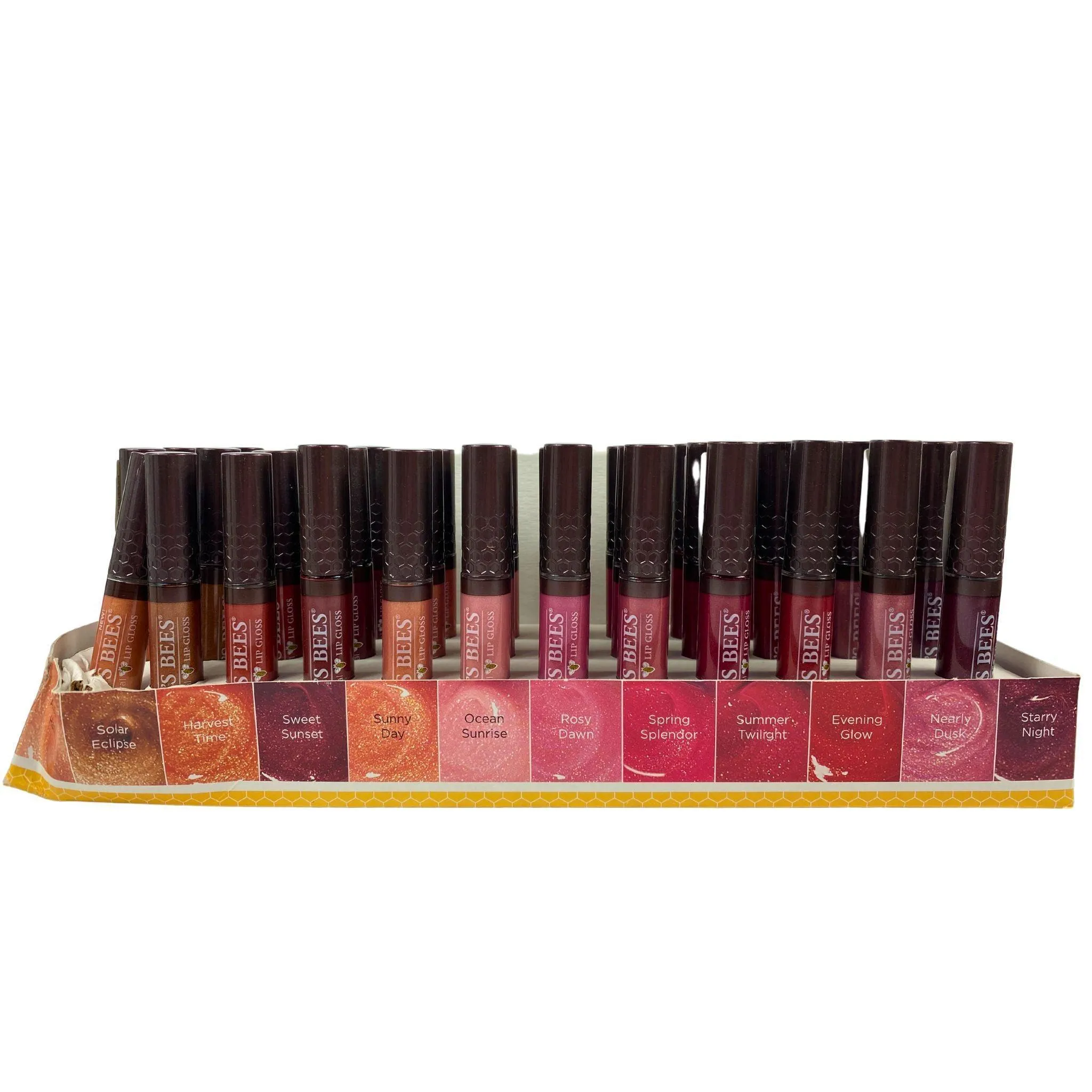 Burts Bees 100% Natural Lip Gloss Display Rich Pearlized Color (36 Pcs Lot)