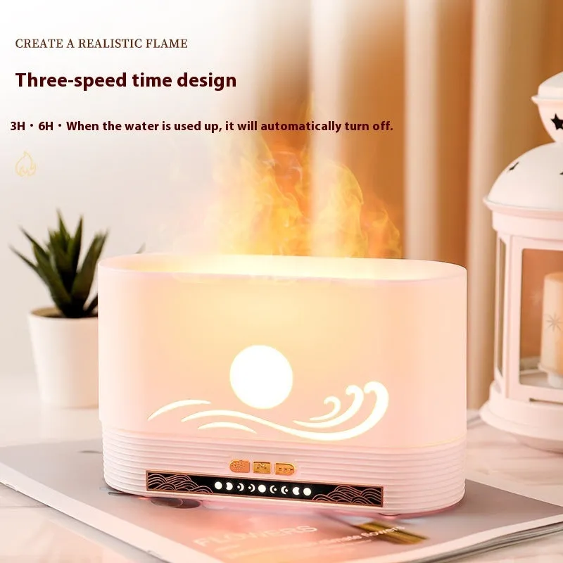 Creative Ultrasonic Flame Aromatherapy Humidifier With Fan