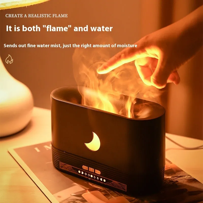 Creative Ultrasonic Flame Aromatherapy Humidifier With Fan