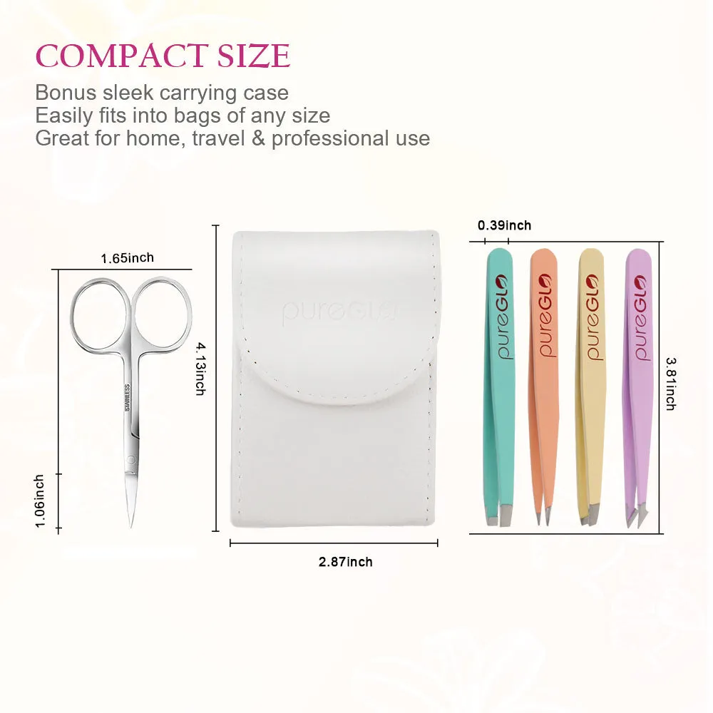 Eyebrow Tweezers & Scissors Set 5-piece Candy Color