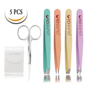 Eyebrow Tweezers & Scissors Set 5-piece Candy Color