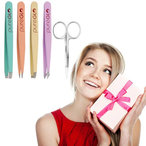Eyebrow Tweezers & Scissors Set 5-piece Candy Color