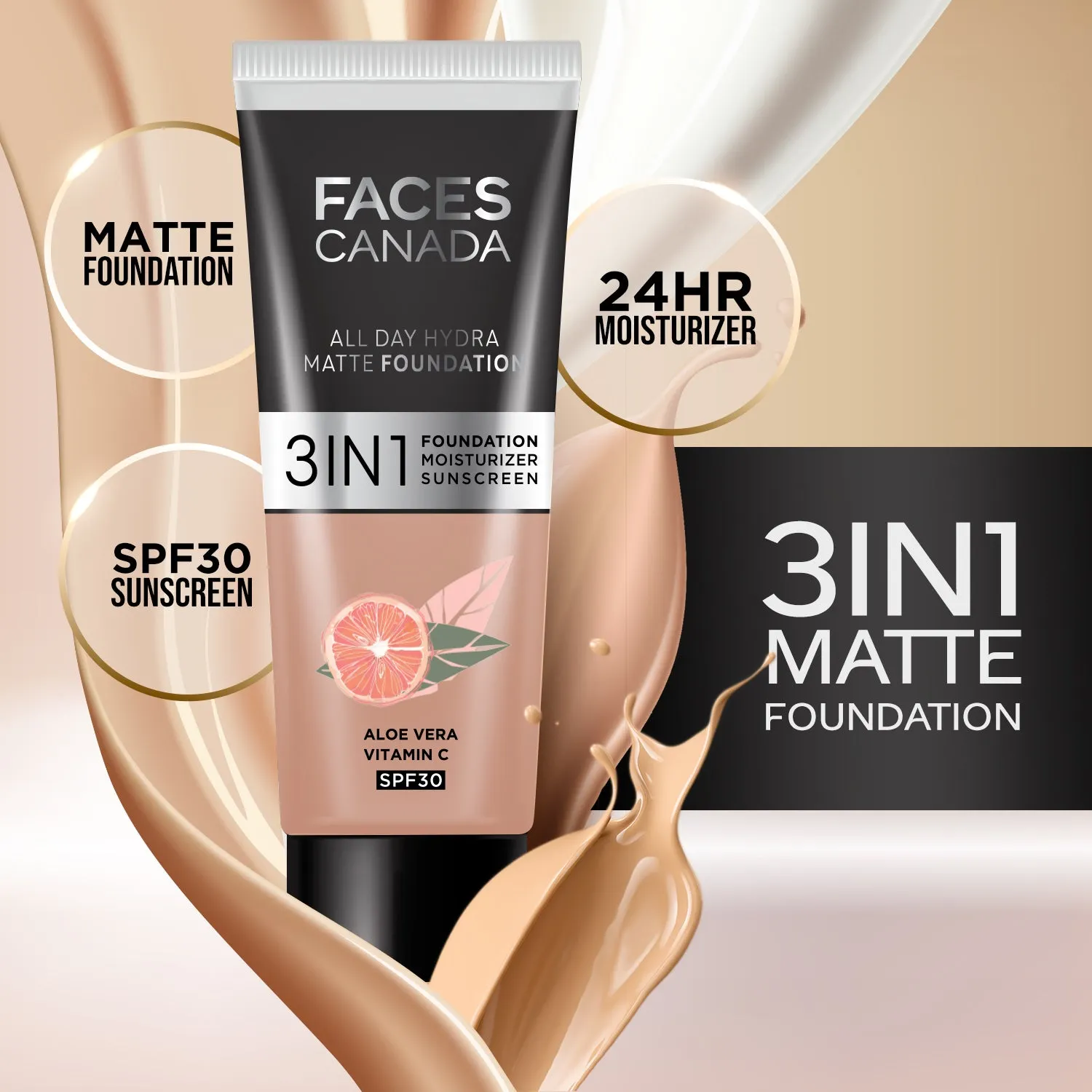 FACES CANADA All Day Hydra Matte Foundation Rose Ivory 011 15ml