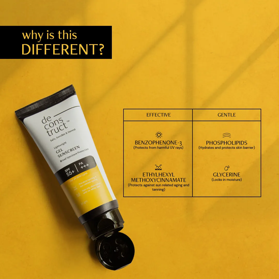 Gel Sunscreen for Oily Skin - SPF 55  and PA    | Water Resistant Sunscreen