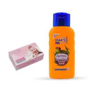 MAK’S Kids 2in1 Shampoo   Cond Coconut Splash 300ml With Baby Soap 85g