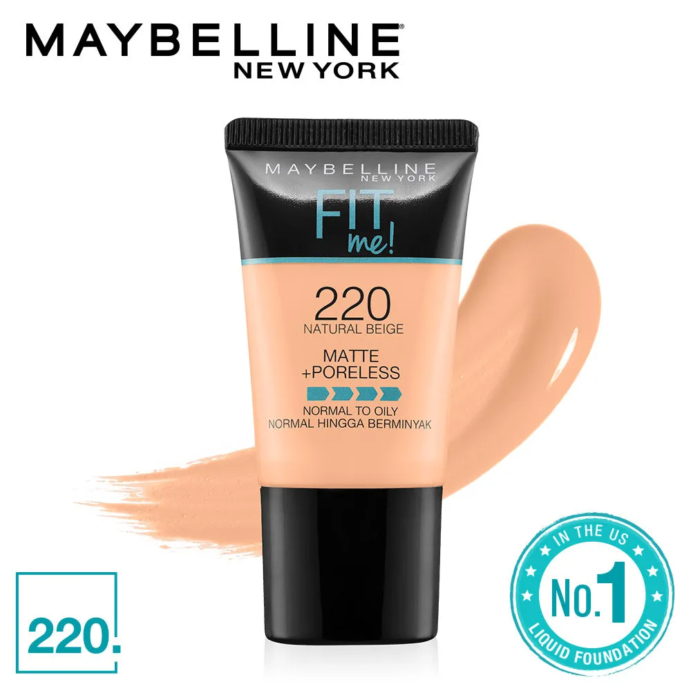 Maybelline New York Fit Me Matte Poreless Liquid Foundation Tube, 220 Natural Beige, 18ml
