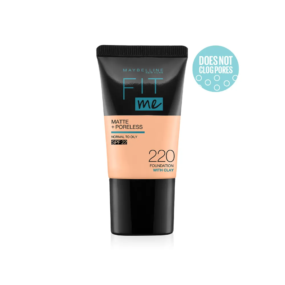 Maybelline New York Fit Me Matte Poreless Liquid Foundation Tube, 220 Natural Beige, 18ml