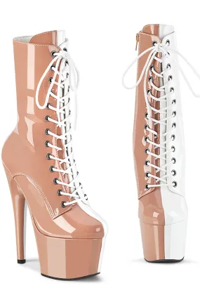 Pleaser USA Adore-1040TT 7inch Pleaser Boots - Patent Blush/White