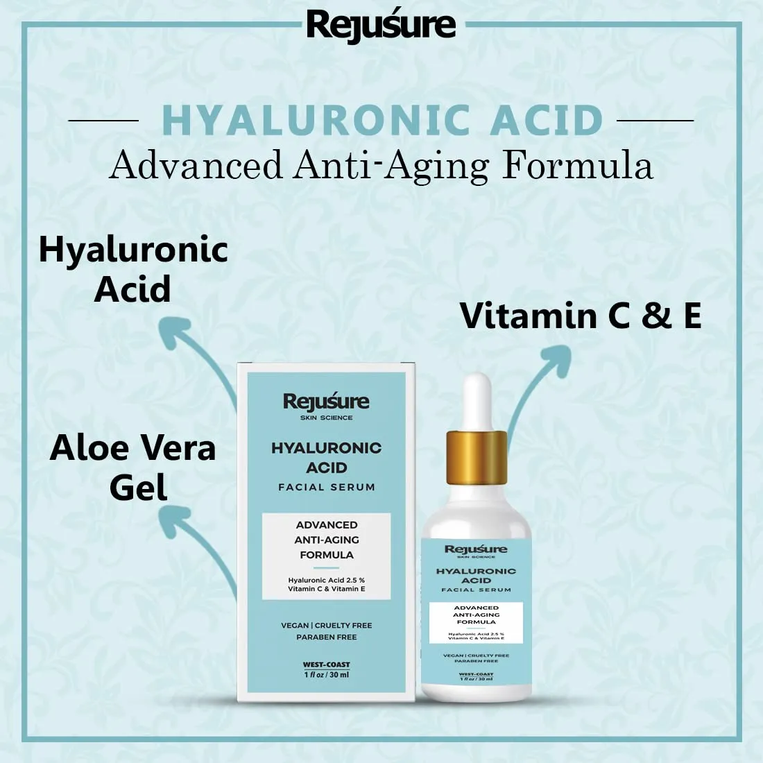 Rejusure Hyaluronic Acid Facial Serum – Advance Anti – Aging Hydration – 30 ml (Pack of 3)