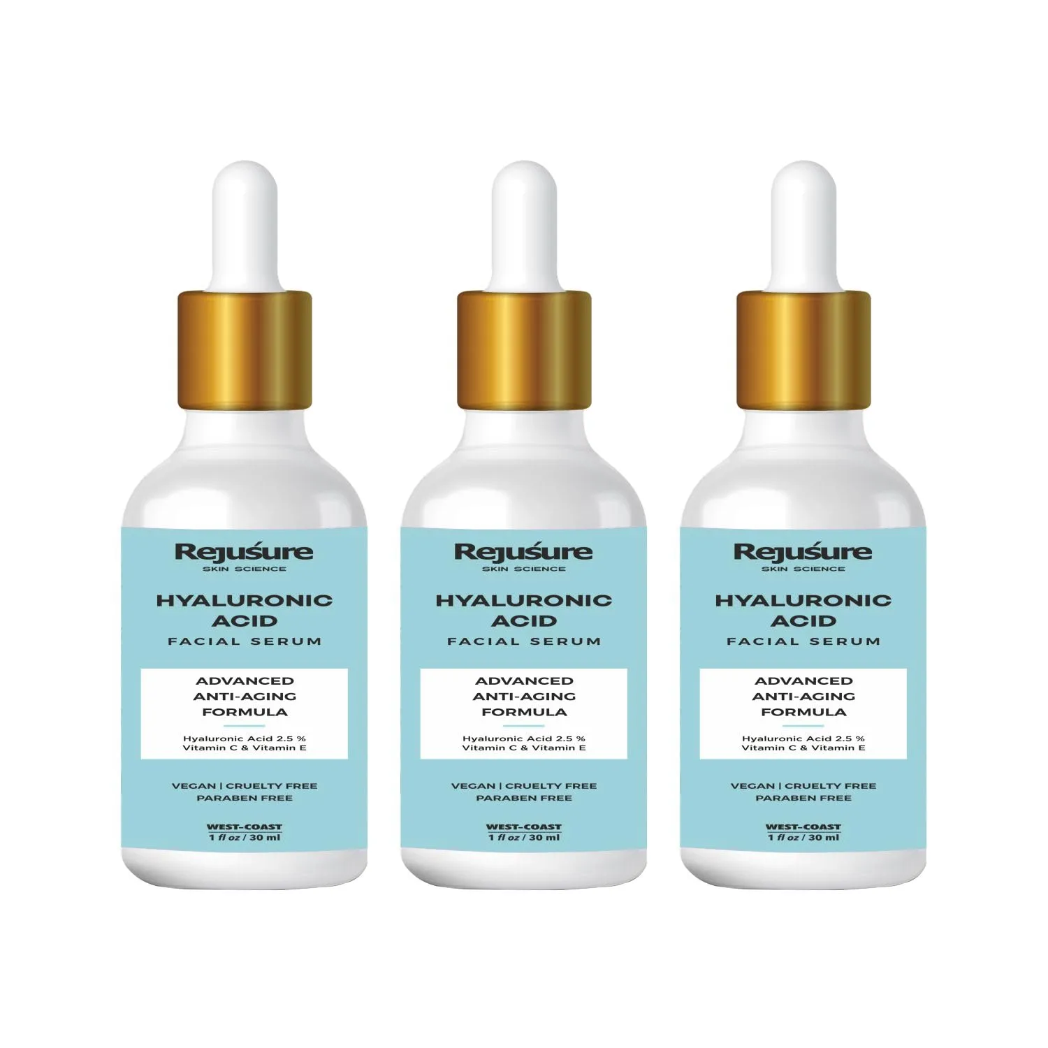 Rejusure Hyaluronic Acid Facial Serum – Advance Anti – Aging Hydration – 30 ml (Pack of 3)