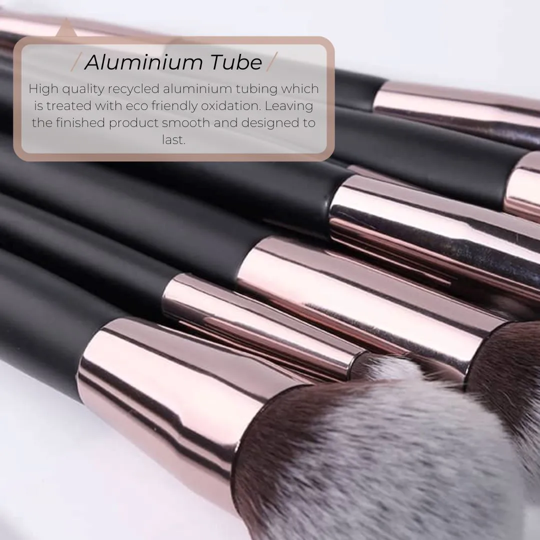 Vegan Makeup Brush Set- Sophistication. Sustainable Wood and Rose Gold