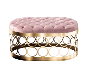 Velvet Dusty Rose Oval Ottoman